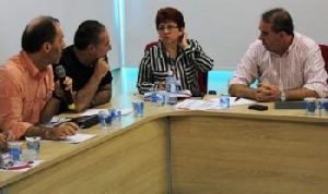 Lúcio, Nobre, Graça e Valeir durante encontro: CUT não aceita negociar representação sindical e direitos conquistados